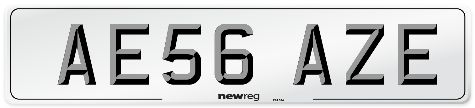 AE56 AZE Number Plate from New Reg